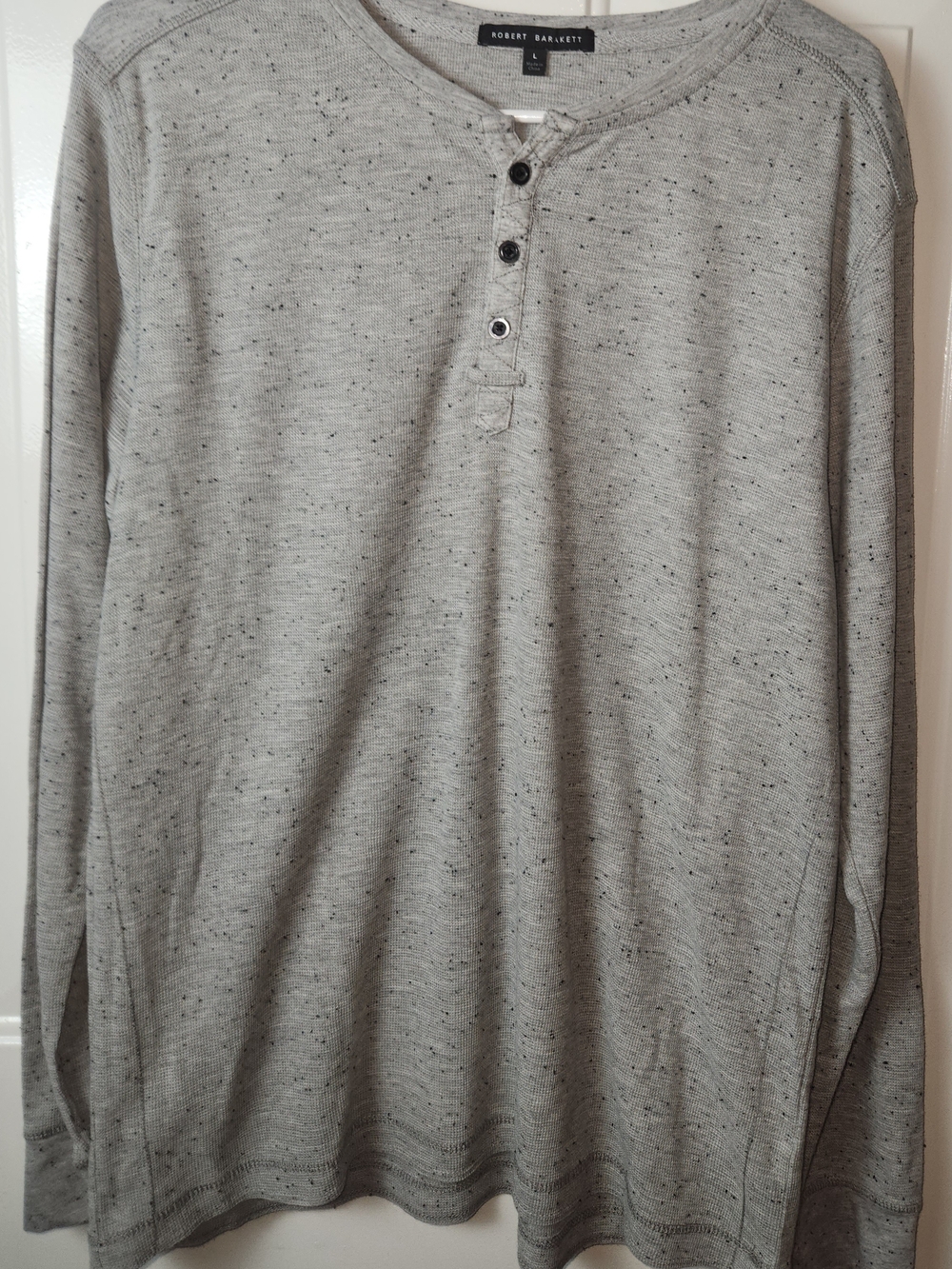 Robert Barakett Men's Long Sleeve Gray Fitzpatrick Henley Shirt Size L